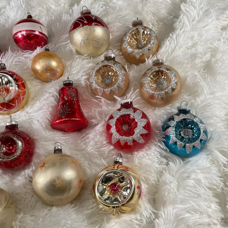 Shiny Brite USA Lanissa W Germany Mixed Lot 23 Mercury Glass Christmas Ornaments Indent Vintage 50s