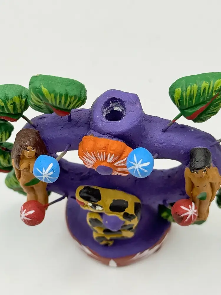 Small Handcrafted Tree of Life (Arbol de la Vida) Clay Pottery Canfdelabrum Mexican Folk Art