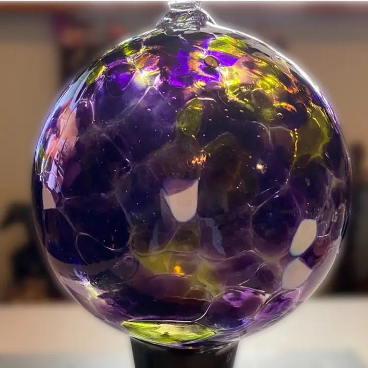 KITRAS Art Glass Calico Handblown Orb Ball 5” w/ Tag Hangs Sun Catcher Canada