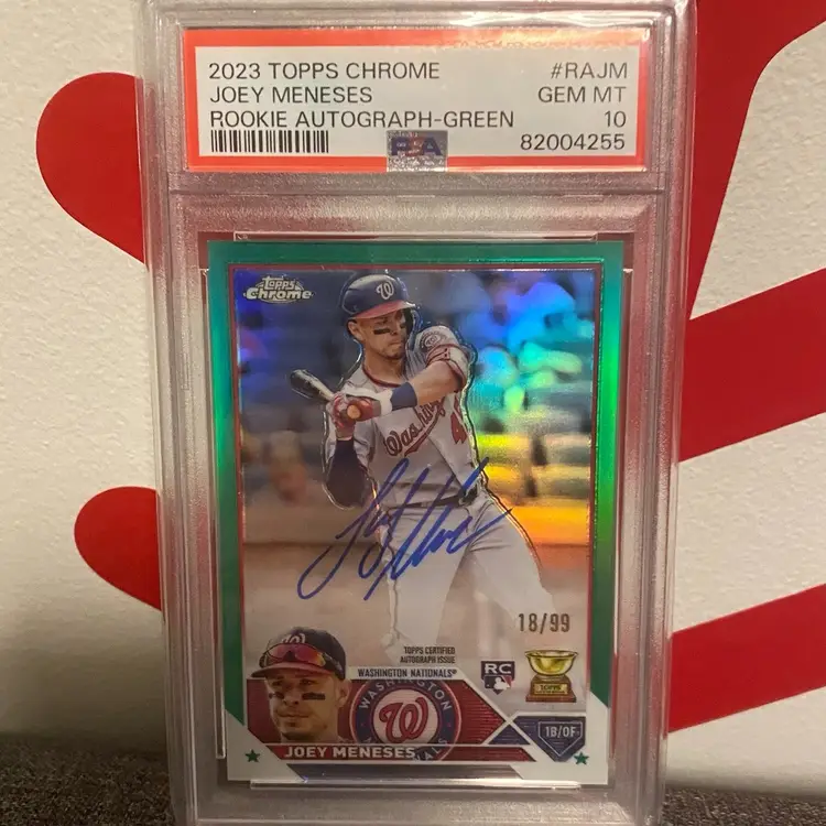 2023 TOPPS CHROME JOEY MENESES ROOKIE AUTOGRAPH-GREEN  /99 GEM MT 10