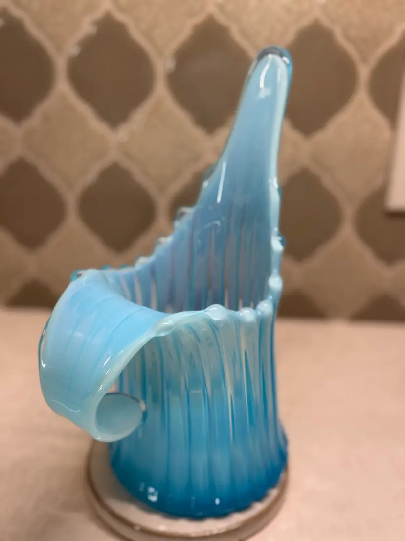 Vintage Blue Swung Glass Vase