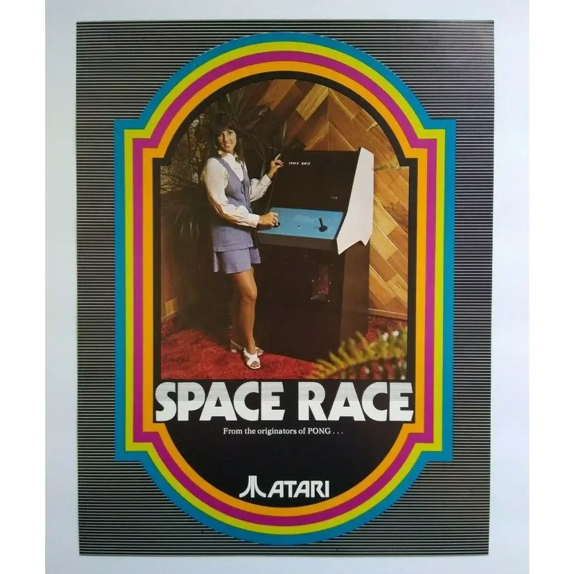 Atari Space Race Arcade Flyer Original 1973 Video Game Retro Vintage Mod Groovy Art