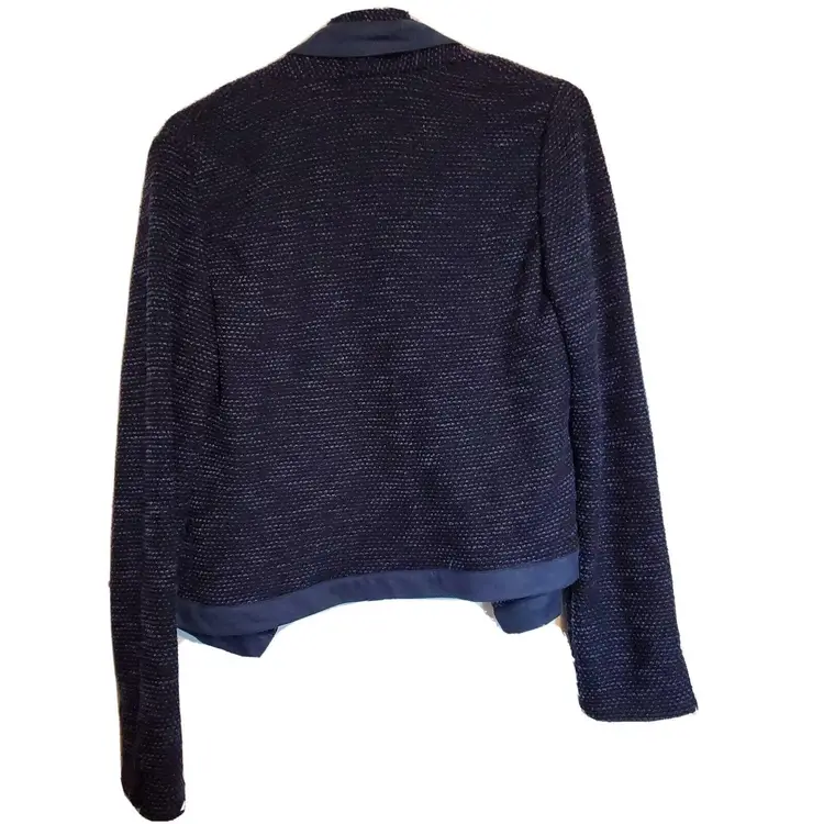 Eva Longoria Jacket Blazer Womens Medium Blue Black Open Front Lined Career