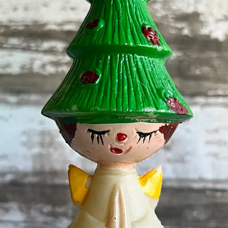 Vintage Christmas Tree Angel Blowmold Hanging Ornament