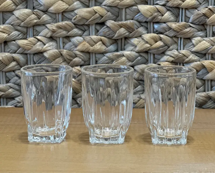 Set Of 3 Vintage Federal Glass Co Park Avenue Juice Whiskey Shot Glasses