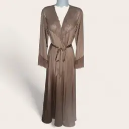 Vintage Vanity Fair Nylon Lace Pegnoir Robe XL (40) Brown Sexy USA