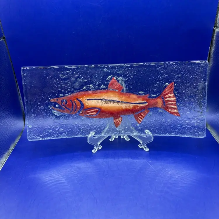 Jones Glassworks Fused Glass Salmon Tray