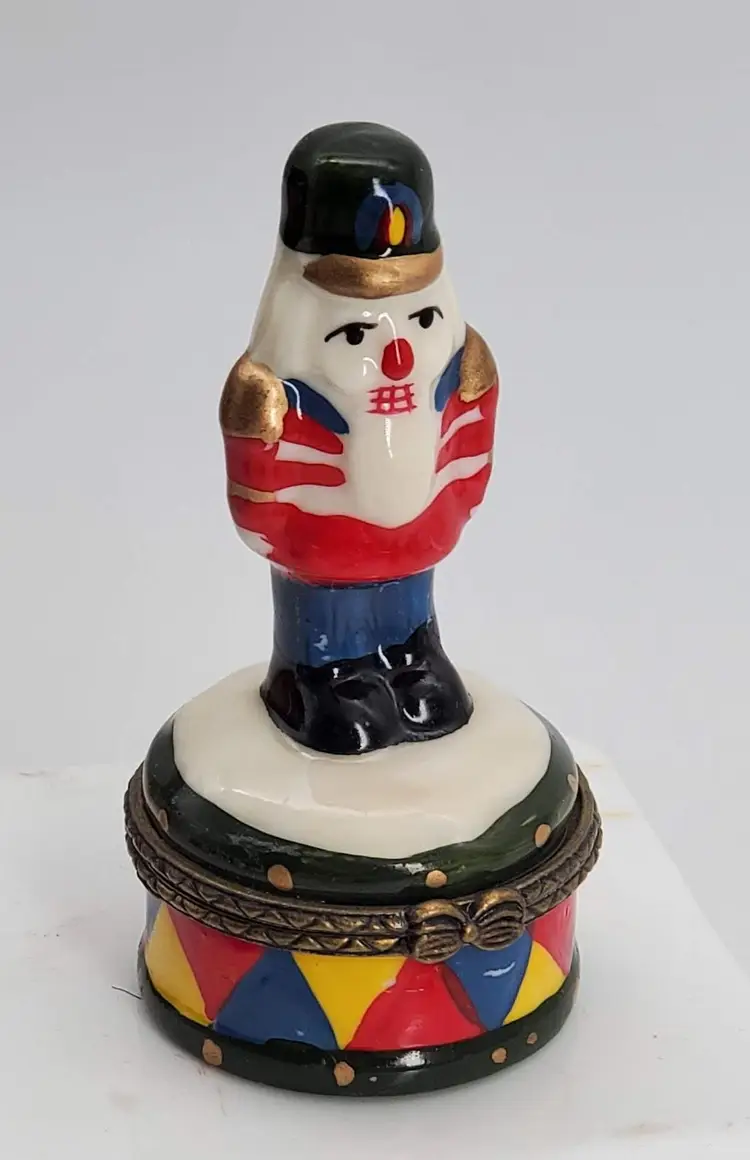 Nutcracker Porcelain Hinged Trinket Box Christmas