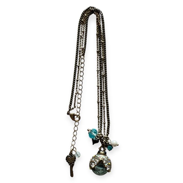 Betsey Johnson Ladybug Aqua Crystal & AB Rhinestones Double Chain Necklace 🐞 #ofc-2