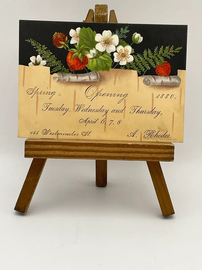 Antique, L. Prang & Co., Boston USA, Trade Card, “Spring Opening 1880”, A. Rhodes