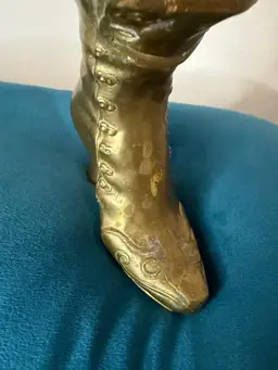 Vintage Solid Brass Victorian High-Top Boot Vase/Home Decor