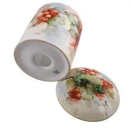 Antique Tressemane & Vogt Limoges Condensed Milk Jar Berries Hand Painted Dainty