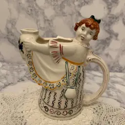 #09- Vintage Ceramic Farm Girl Holding Milk Jar Pitcher