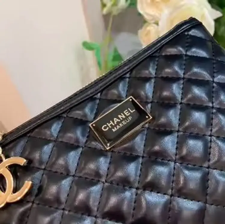 Chanel Makeup Black quilted cosmetic pouch