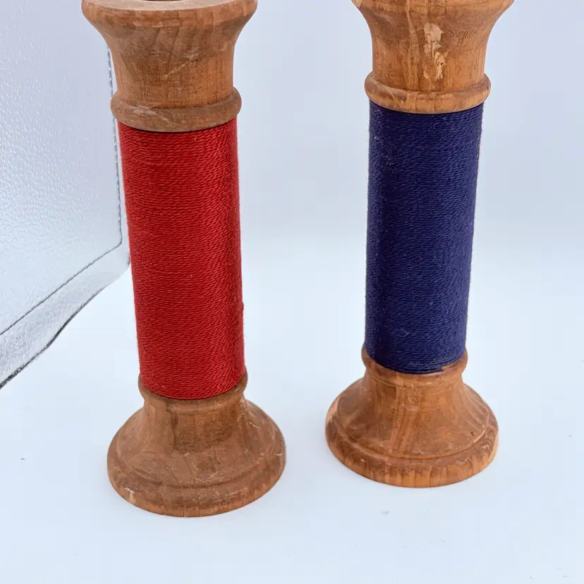 Wooden Spool Candlestick Holders