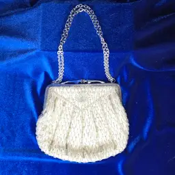 Vintage Beaded Handbag Snap Closure Silk Interior Chain Strap