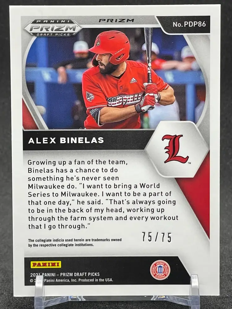 2021 Panini Prizm Draft Picks - Alex Binelas #PDP86 Lime Green Prizm /75