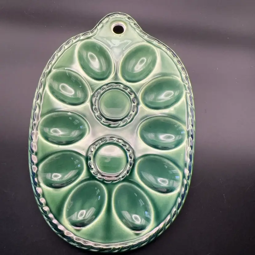 Vintage Emerald Green Deviled Egg Platter – Japan