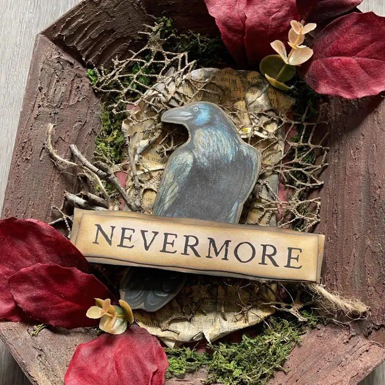 Original Nevermore Raven Handmade Wall Decor Mixed Media Art (made by me!)