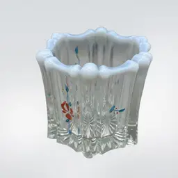 Fenton Glass Candle Holder Or Toothpick Holder Signed 3”