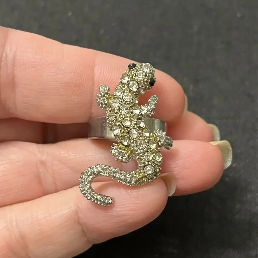 Lizard Rhinestone Adjustable Ring
