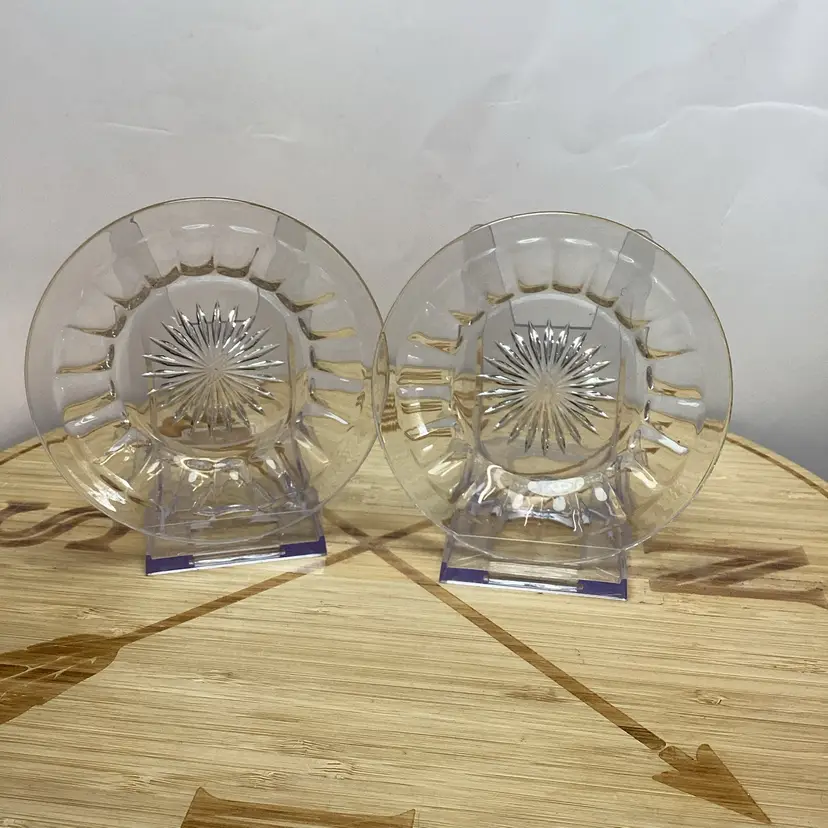 Vintage Set Of 2 Heisey Crystal “Old Williamsburg” Plates-4.5” Diameter