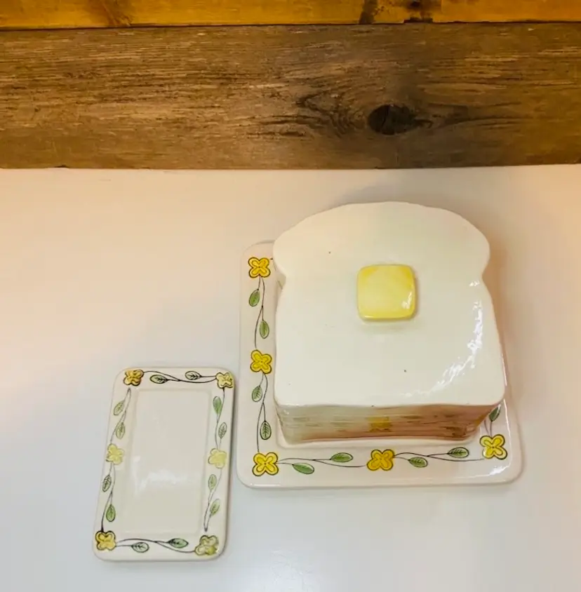 1950's Toast Keeper Covered Dish Japan with Butter Dish Mid Century Modern Atomic Era Retro Cottage