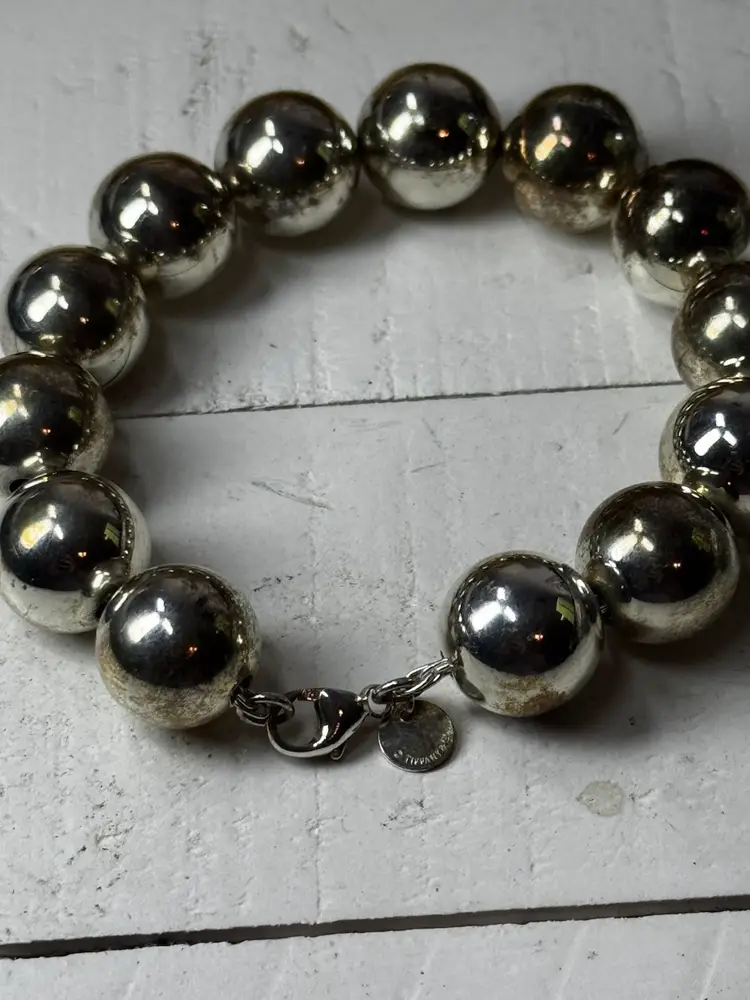 Sterling Silver Tiffany & Co Pearl Bead Bracelet 8”