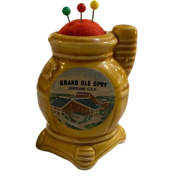 Vintage Pair Grand Ole Opry Opryland USA Ceramic Pin Cushions