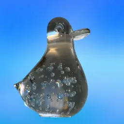Clear Blown Glass Duck With Controlled Bubbles 4” Tall 2 1/2” Across