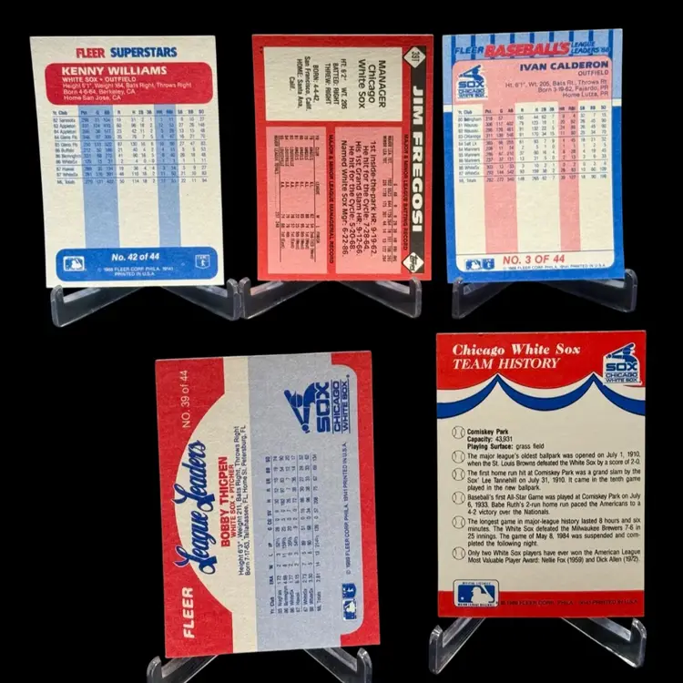 1986 Topps 1988 1989 Fleer Chicago White Sox 4 Card Lot + Sticker
