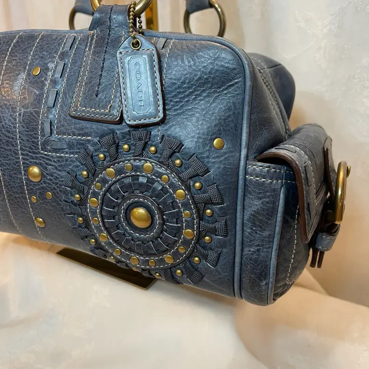 Vintage Y2K Coach Rare Limited Edition Soho Mia Ink Blue Denim Tote Satchel 2006