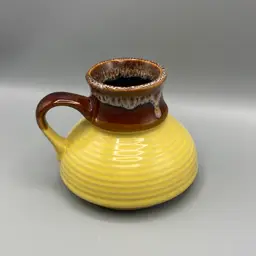 Cheerful Yellow and Brown Pottery Vase / Mug