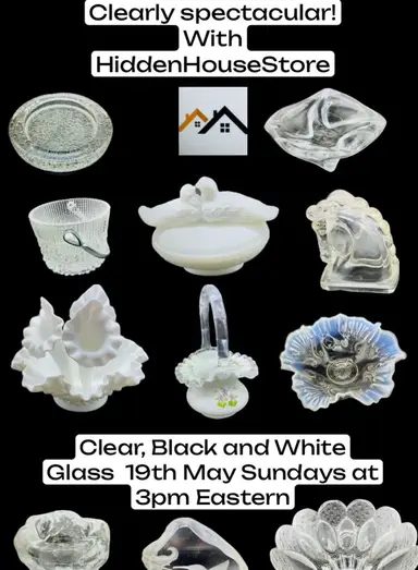Clear Black White Glass Sale HiddenHouseStore Sundays At 3pm ET 19th May