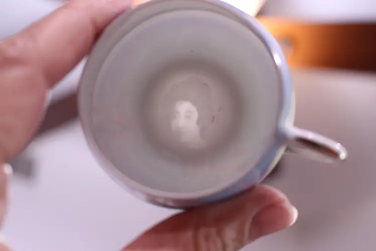 Vintage Kutani Mount Fuji Lithopane Geisha Eggshell tea Cup and Saucer