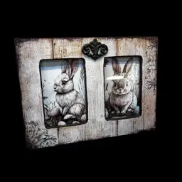 16 Upcycled Bunny Rabbit Double Frame Spring Decor
