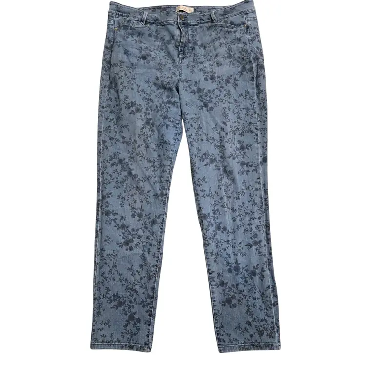 J. Jill Denim Weekender Straight Leg Jean Women's Size 16 Floral Print Cottage