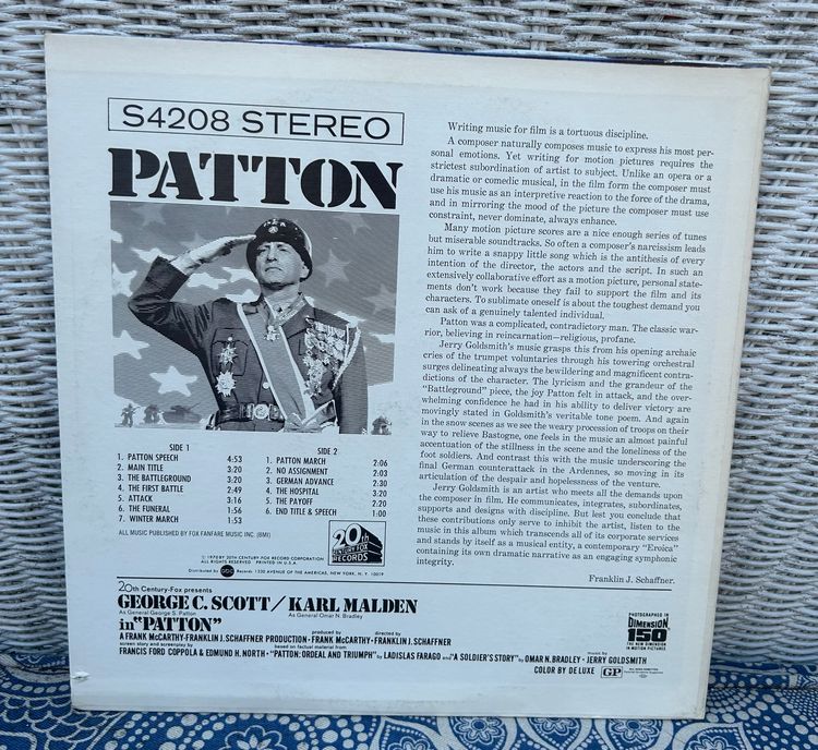 Vintage 'Patton' Movie Soundtrack Vinyl LP Record 1970