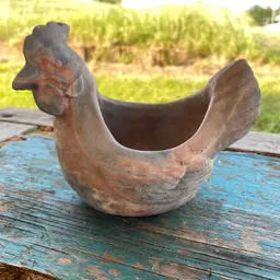 Vintage Terra Cotta Hen Chicken Planter Sponge Holder 5” X 4.5” Swirl Color