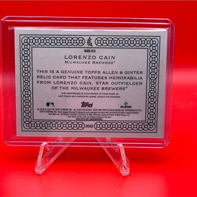 Lorenzo Cain 2022 Topps Allen & Ginter Full Size Relic Milwaukee Brewers