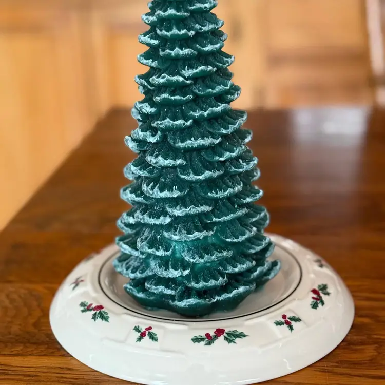 Longaberger Pottery Holly Candle Plate – 7 Inch Christmas Candle Base – Ivory Holiday Holly Berry Pattern – Replacement Piece – Free Shipping