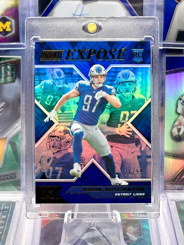Aidan Hutchinson 2022 XR Rookie COLOR MATCH Numbered /99 Blue Holo Detroit Lions