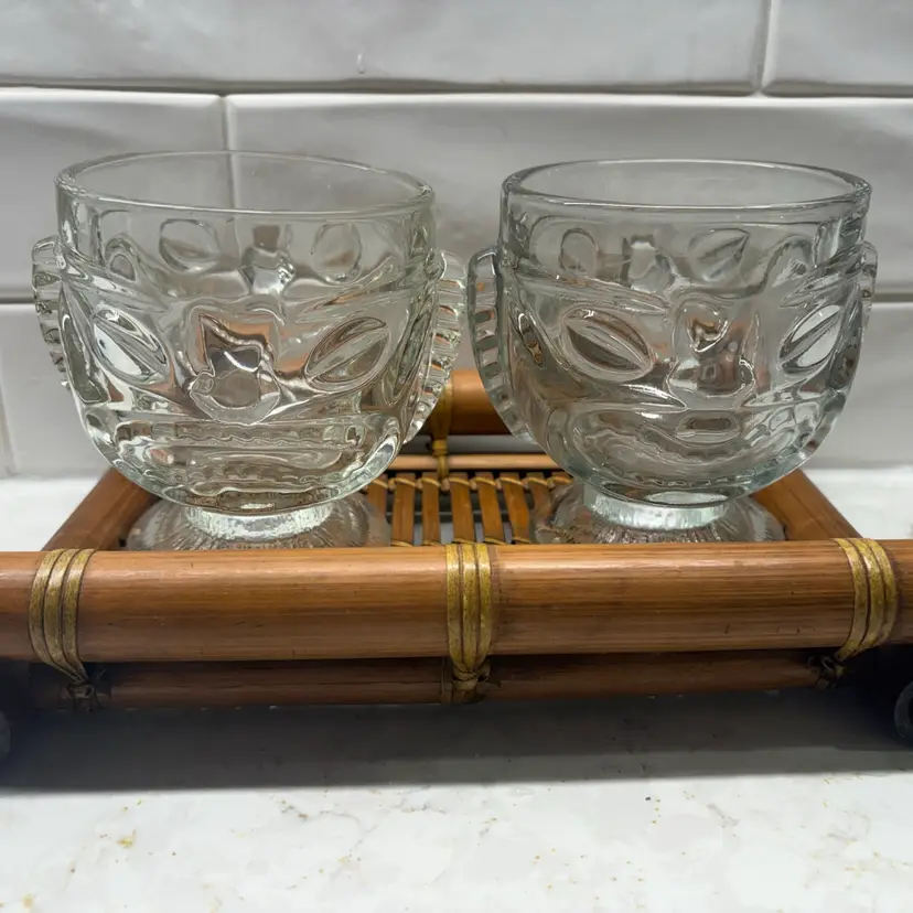 Vintage 1970s Indiana Glass Happy/Sad Tiki Cocktail Glasses – Set of 2