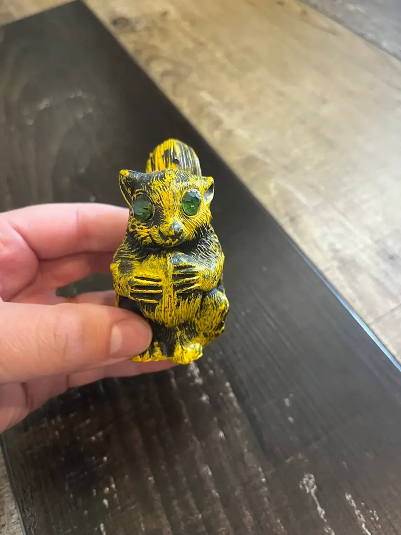 Vintage Green Eyed Squirrel Figurine/Decor
