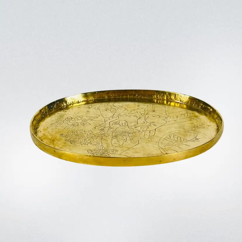 Vintage Solid Brass Trinket Tray Dish