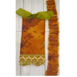 Fall Colors With Vintage Trim - Autumn Tag With Matching Fabric Ruffle