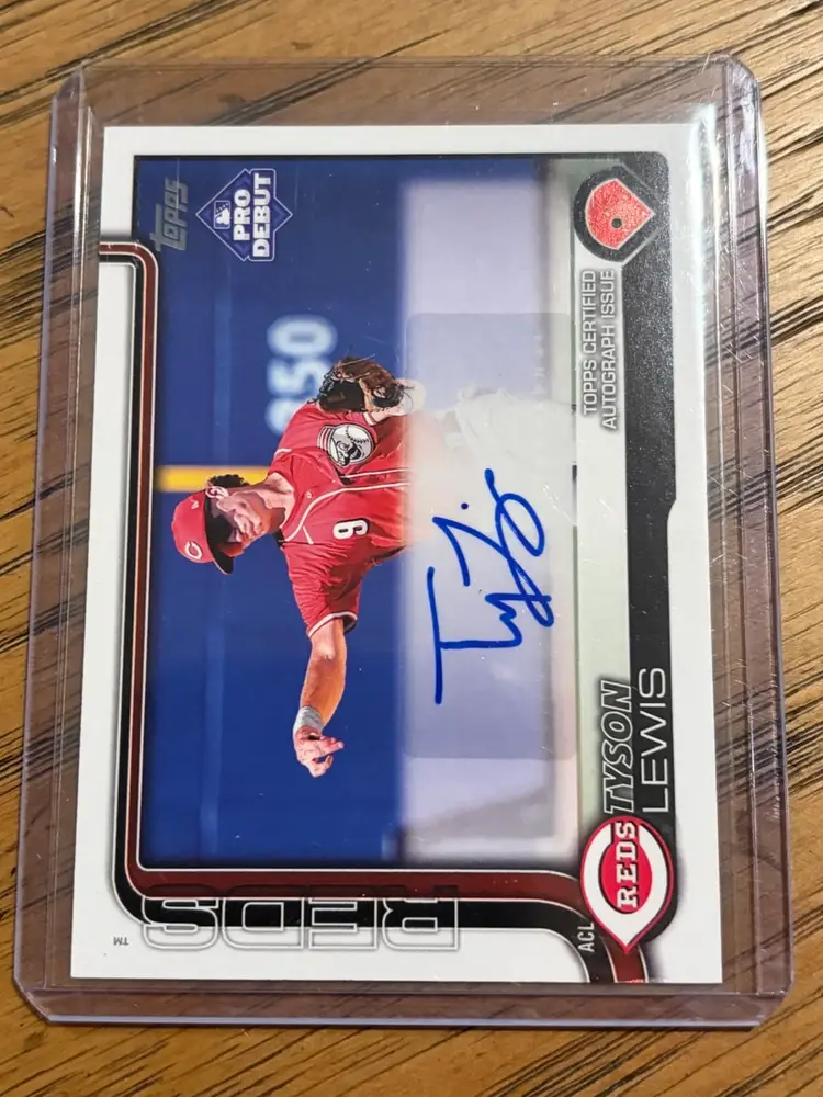 Tyson Lewis 2024 Bowman Chrome 1st Auto Plus Topps Pro Debut Auto Cincinnati Reds