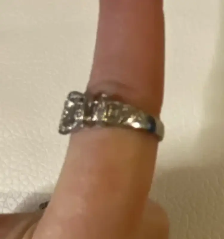 Y2K Silver Tone Rhinestone Belt Ring Women’s Size 7 Statement