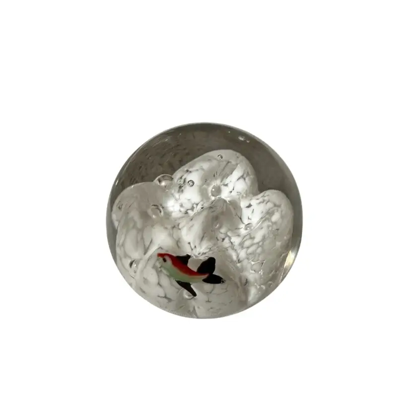 A vintage hand-blown art glass aquarium paperweight