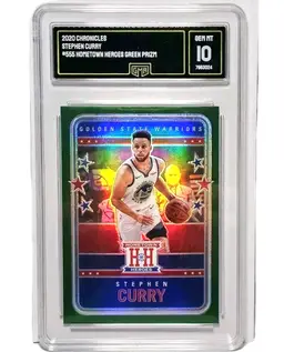 Steph Curry Panini Chronicles GEM MINT 10 Hometown Heroes Green Prizm #555 2021